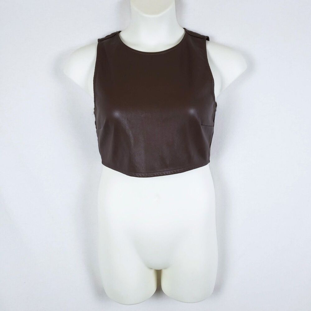 Kirious Faux Leather Top Brown Womens L Sleeveless Renaissance Cosplay Pirate